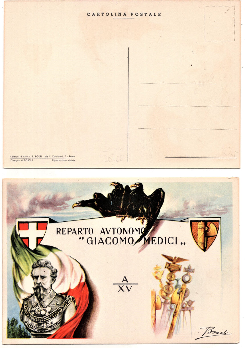 Cartolina Militare Seconda Guerra Mondiale Reparto Autonomo Giacomo Medici | Collezionissimo