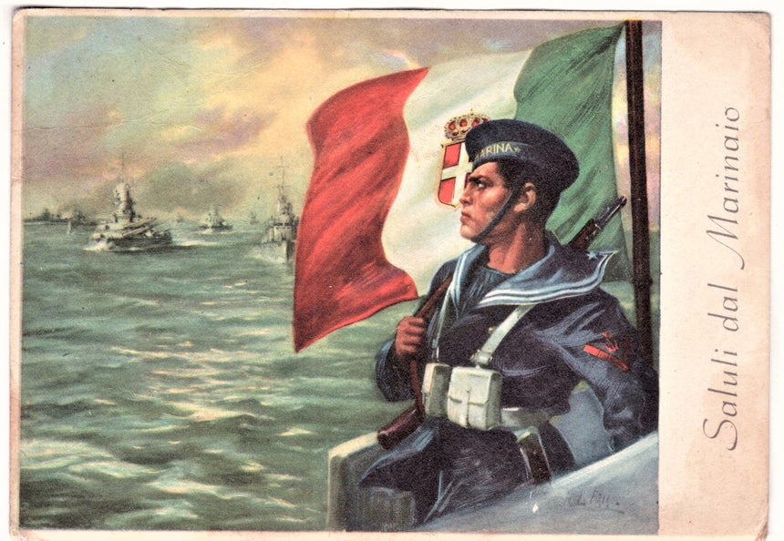 Cartolina Militare Seconda Guerra Mondiale Saluti dal marinaio | Collezionissimo