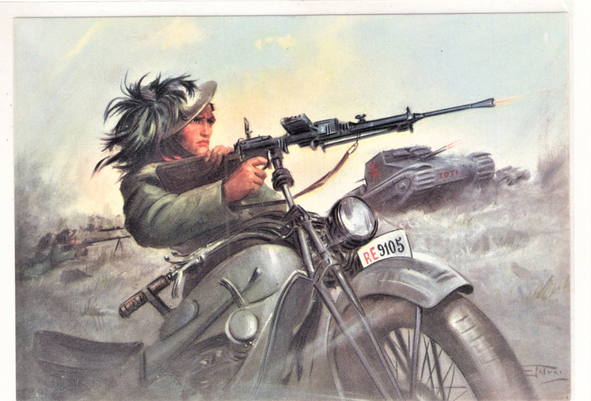 Cartolina Militare Seconda Guerra Mondiale bersagliere motociclista | Collezionissimo