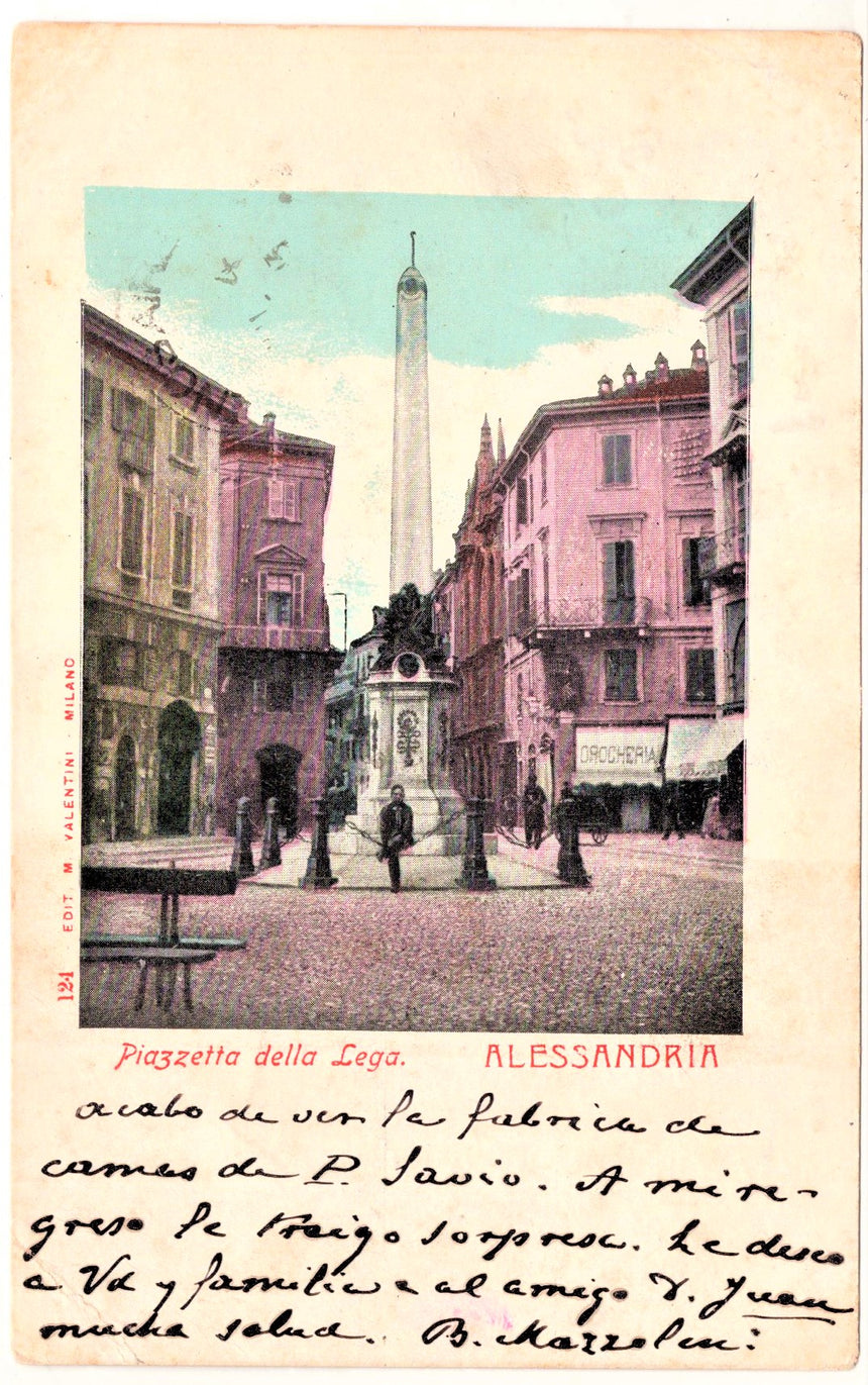 Cartolina Alessandria piazzetta della Lega | Collezionissimo