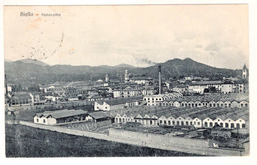 Cartolina Biella panorama con fabbrica | Collezionissimo