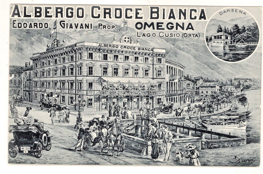 Cartolina Omegna albergo Croce Bianca | Collezionissimo