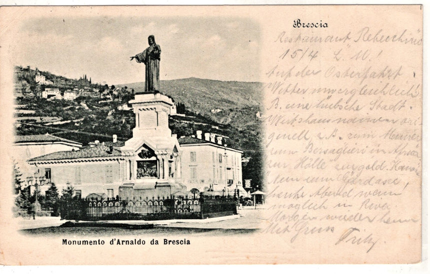 Cartolina Brescia monumento ad Arnoldo da Brescia | Collezionissimo