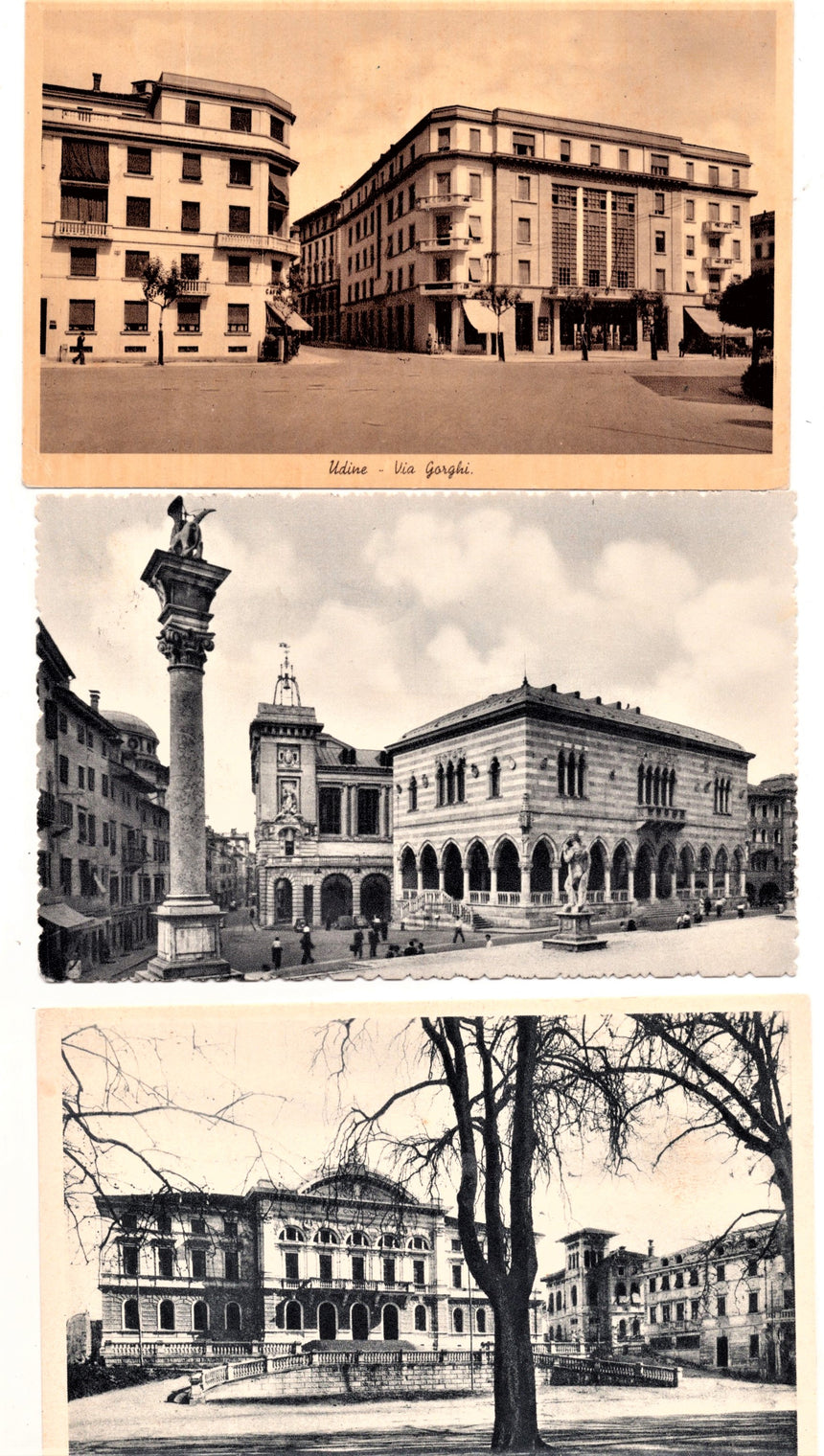 Cartolina Udine loggia Lionello via Gorghi Regio Ginnasio | Collezionissimo