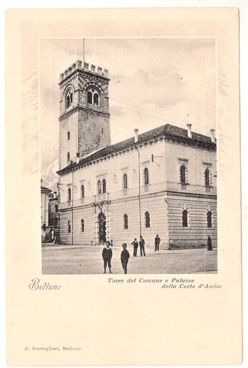 Cartolina Belluno torre del comune e corte Assise | Collezionissimo