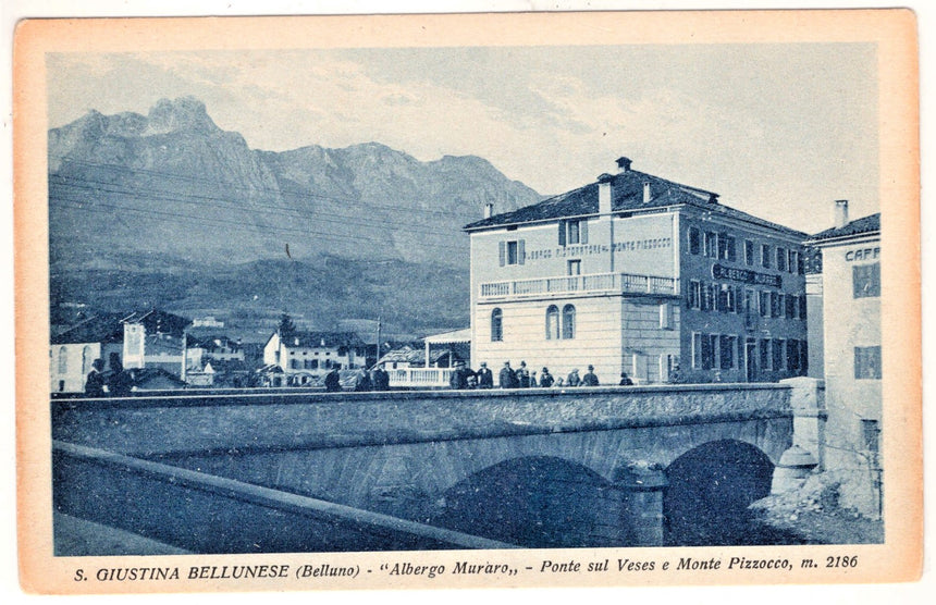 Cartolina Belluno Santa Giustina albergo Muraro | Collezionissimo