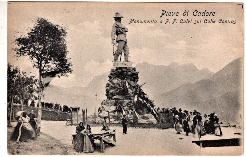 Cartolina Belluno Pieve di Cadore monumento Calvi sul colle Contras | Collezionissimo