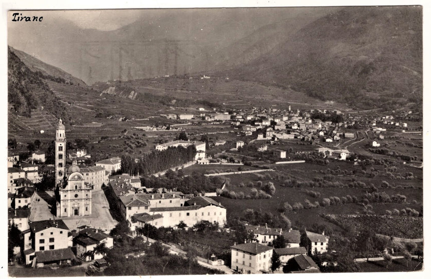 Cartolina Sondrio Tirano panorama staccata da album | Collezionissimo