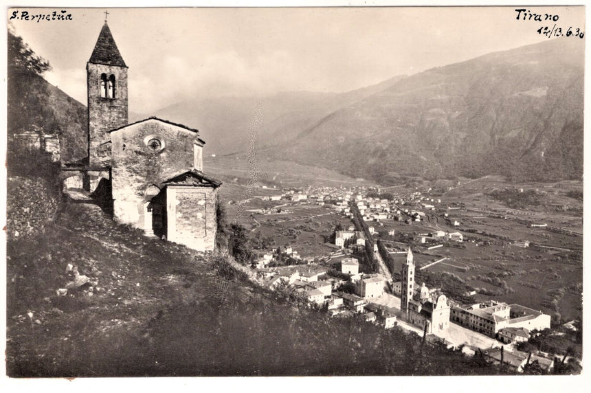 Cartolina Sondrio Tirano foto panorama staccata da album | Collezionissimo