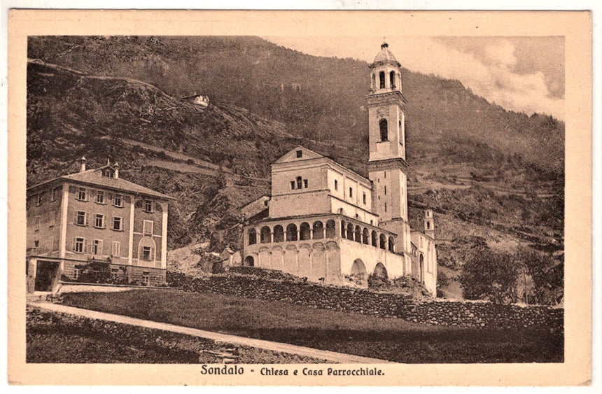 Cartolina Sondrio Sondalo chiesa e parrocchia | Collezionissimo