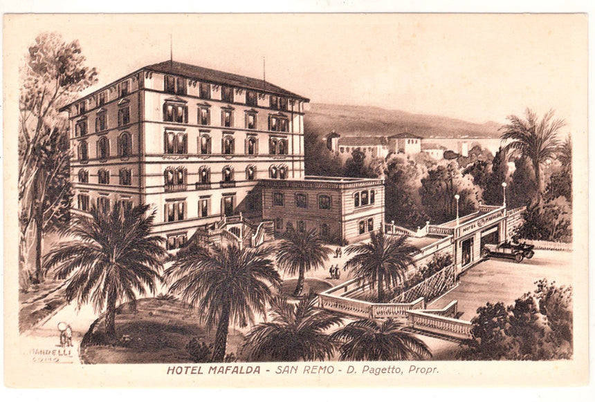 Cartolina Imperia San Remo Hotel Mafalda | Collezionissimo