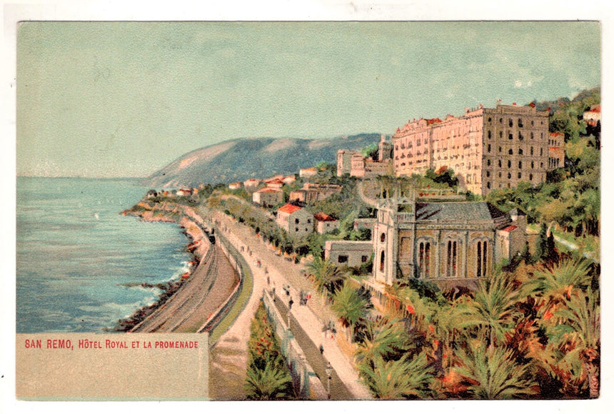 Cartolina Imperia San Remo Hotel Royal e promenade | Collezionissimo