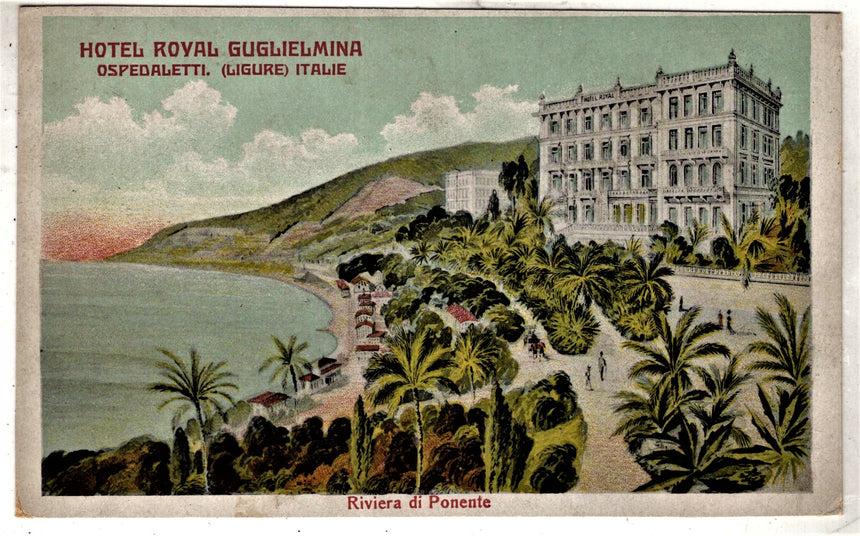 Cartolina Imperia Ospedaletti Hotel Royal Guglielmina retro no lettera solo pubblicità | Collezionissimo