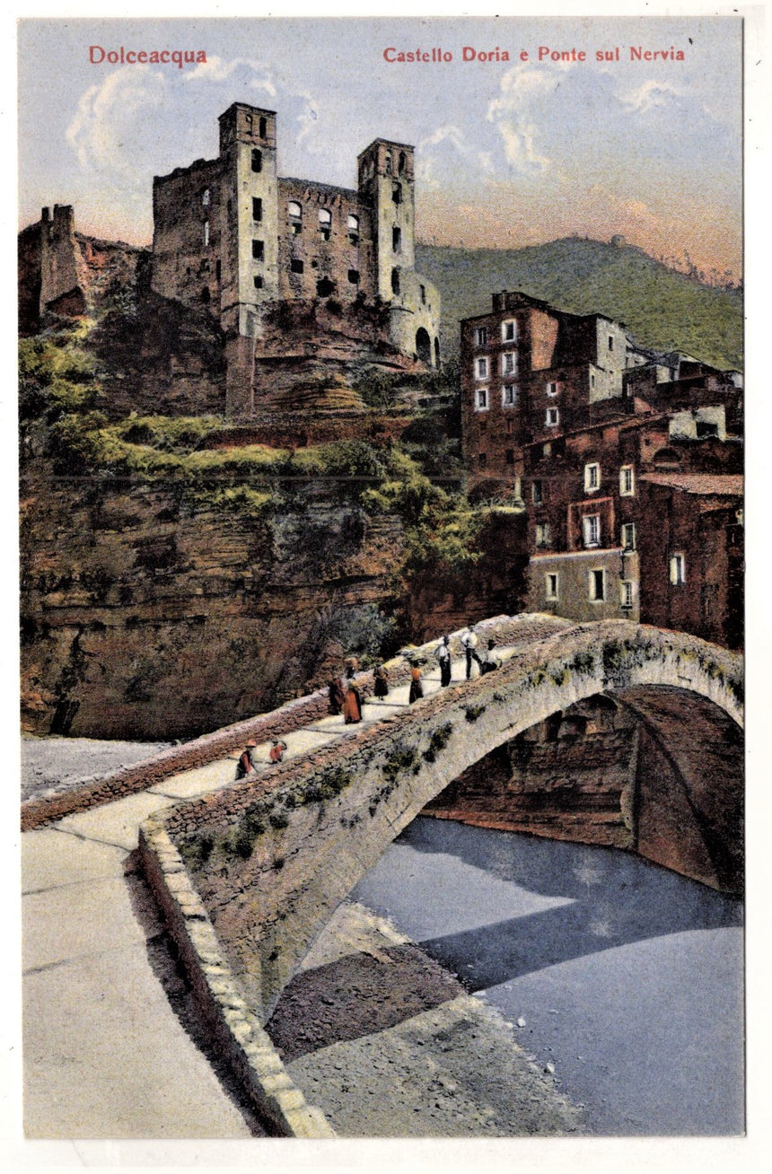 Cartolina Imperia Dolceacqua castello e ponte sul Nervia | Collezionissimo