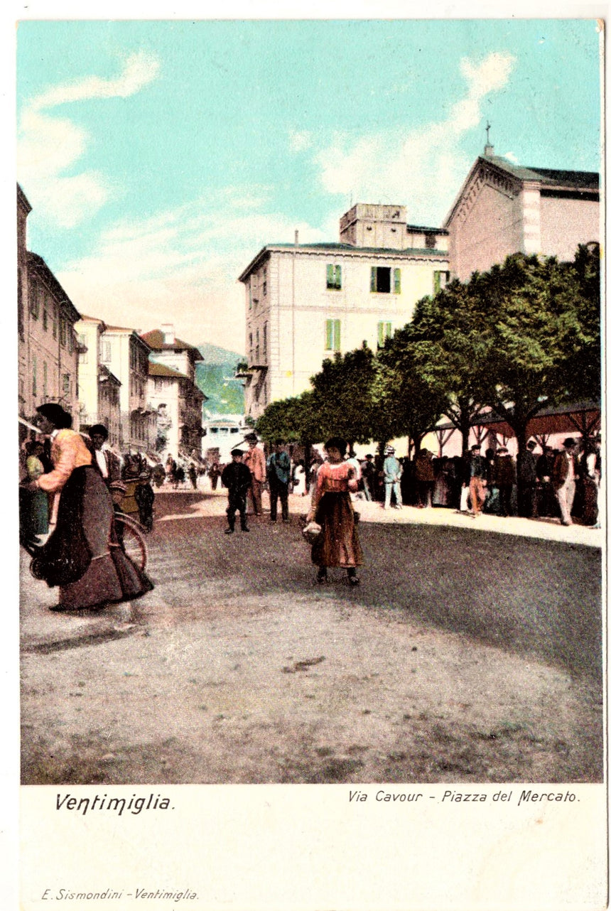 Cartolina Imperia Ventimigia piazza mercato | Collezionissimo