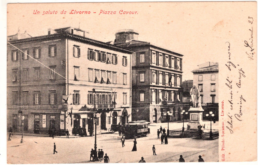 Cartolina Imperia Livorno saluti piazza Cavour | Collezionissimo