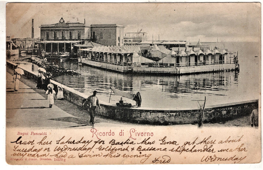 Cartolina Imperia Livorno bagni Pancaldi ricordo di Livorno | Collezionissimo