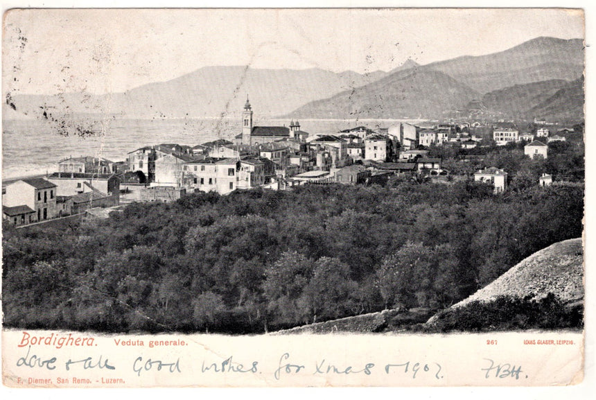 Cartolina Imperia Bordighera panorama | Collezionissimo