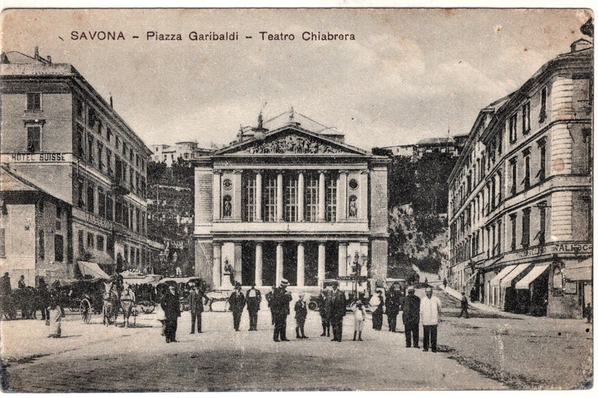 Cartolina Savona Piazza Garibaldi teatro Chiabrera | Collezionissimo