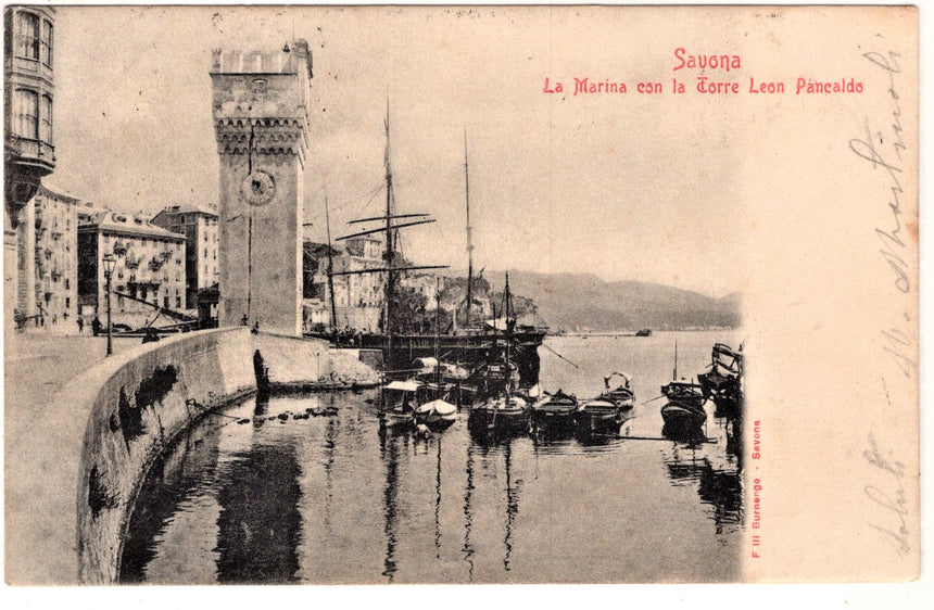 Cartolina Savona la Marina e torre Leon Pancaldo | Collezionissimo