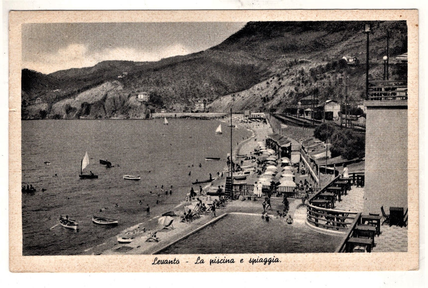 Cartolina La Spezia Levanto la piscina e spiaggia | Collezionissimo