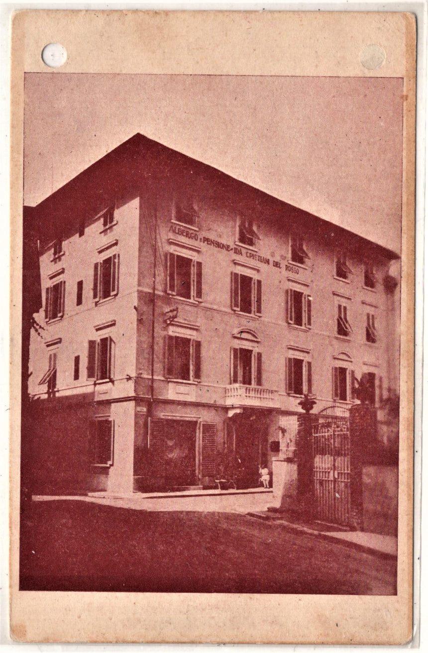 Cartolina Pistoia Montecatini Albergo Ida Cristiani del Rosso via Michelangelo tel 2-82 | Collezionissimo