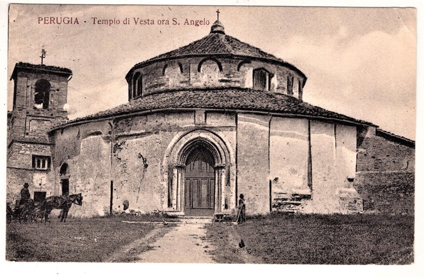 Cartolina Perugia Tempio di Vesta ora S.Angelo | Collezionissimo