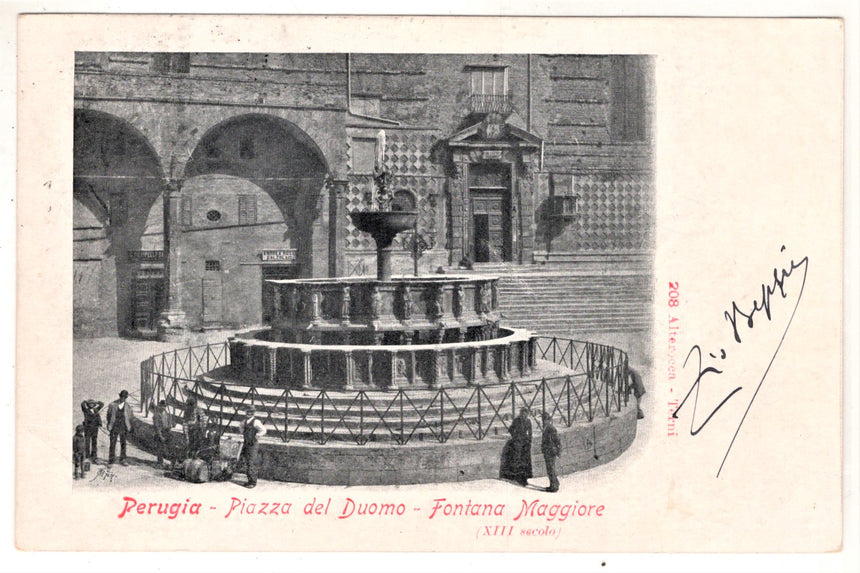 Cartolina Perugia Piazza del Duomo fontana Maggiore | Collezionissimo