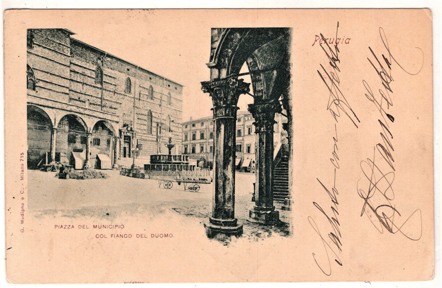 Cartolina Perugia piazza del Municipio | Collezionissimo