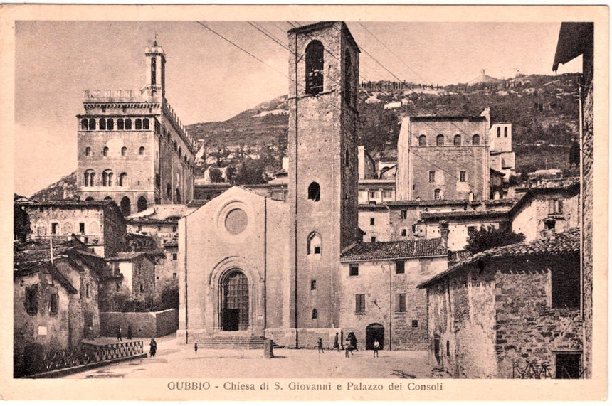 Cartolina Perugia Gubbio chiesa di S.Giovanni e palazzo dei Consoli | Collezionissimo