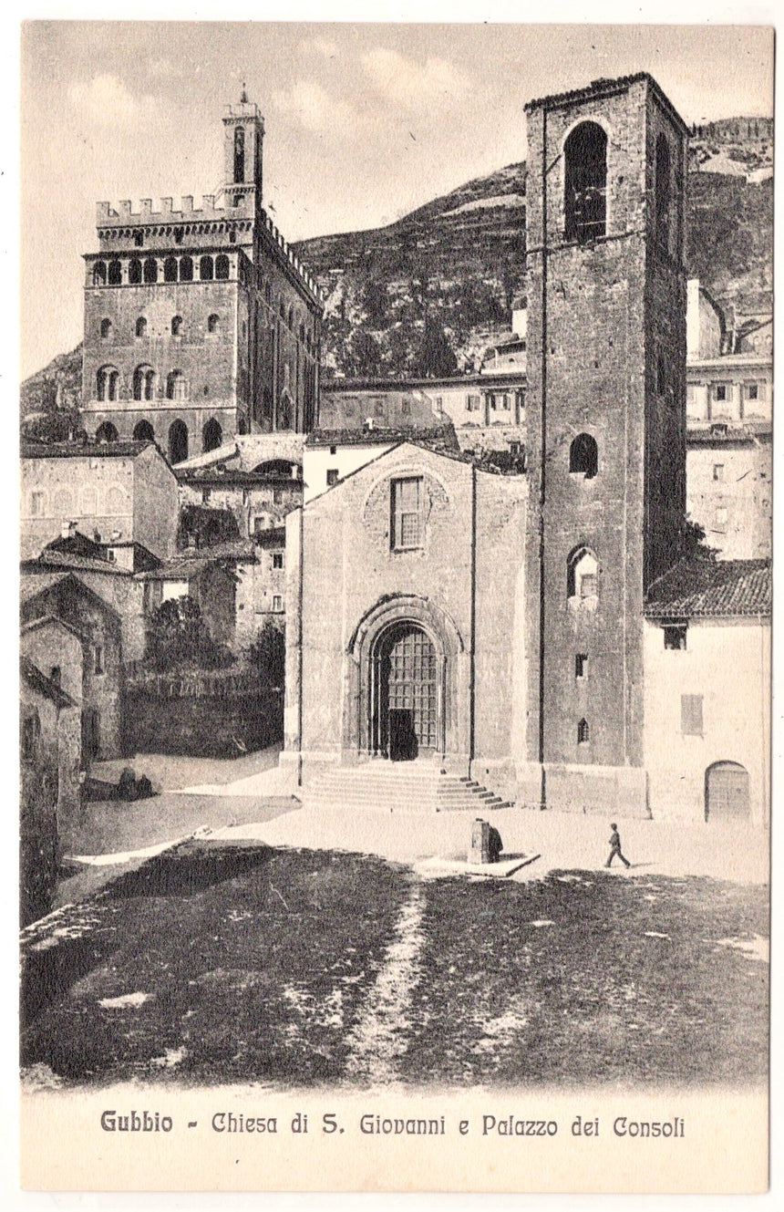 Cartolina Perugia Gubbio chiesa di S.Giovanni e palazzo dei Consoli | Collezionissimo