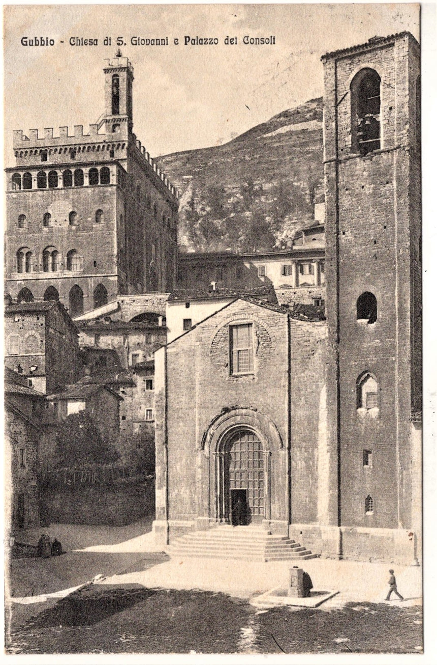 Cartolina Perugia Gubbio chiesa di S.Giovanni e palazzo dei Consoli | Collezionissimo