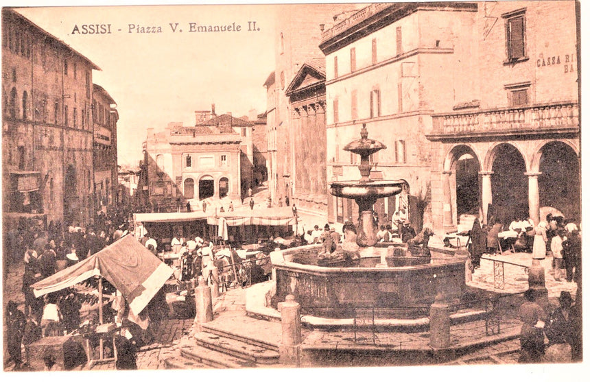 Cartolina Perugia Assisi mercato in piazza V.Emanuele | Collezionissimo