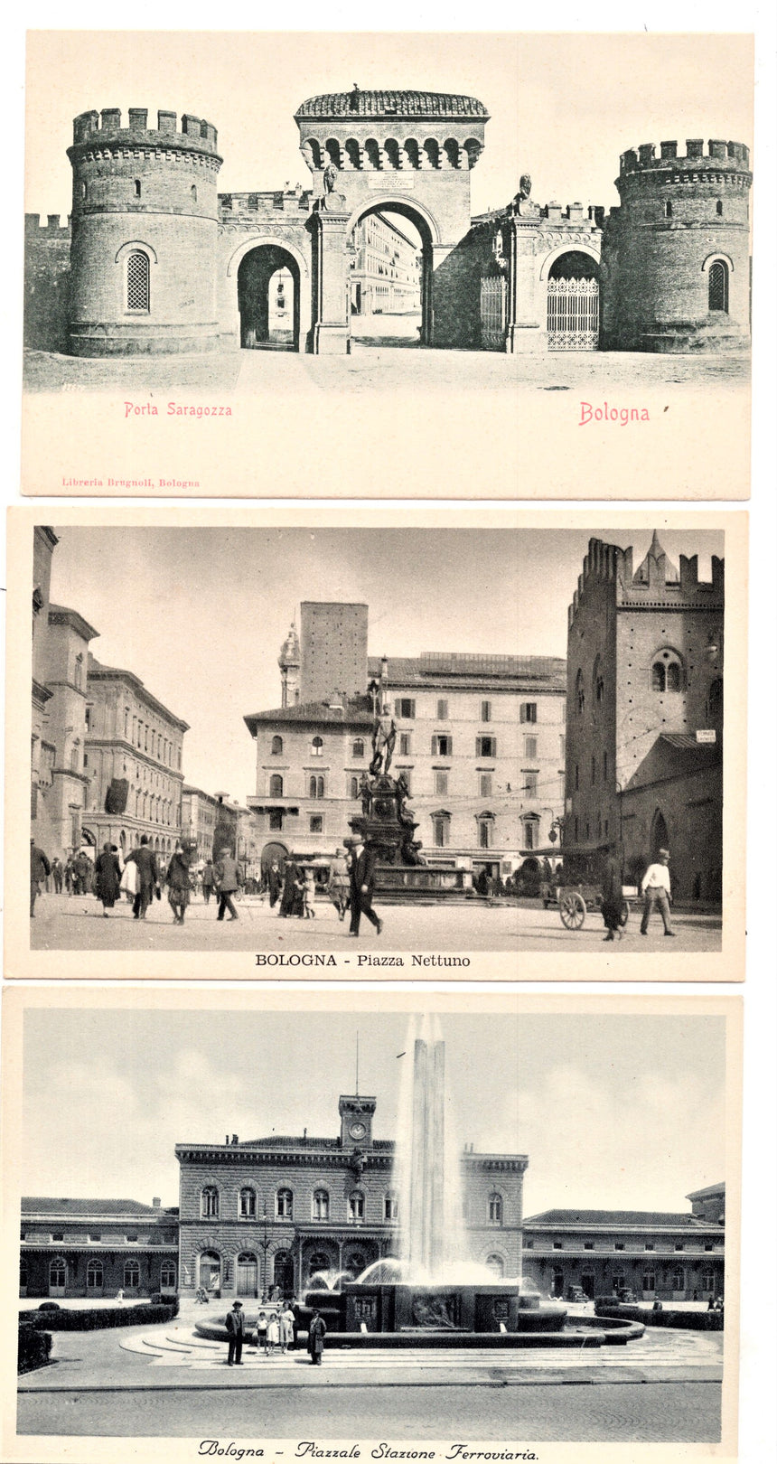 Cartolina Bologna piazza Nettuno stazione porta Saragozza | Collezionissimo