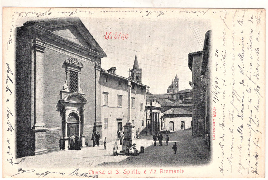 Cartolina Pesaro Urbino chiesa S.Spirito e via Bramante | Collezionissimo