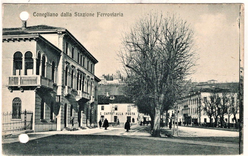 Cartolina Treviso Conegliano stazione ferroviaria caffè alla posta | Collezionissimo