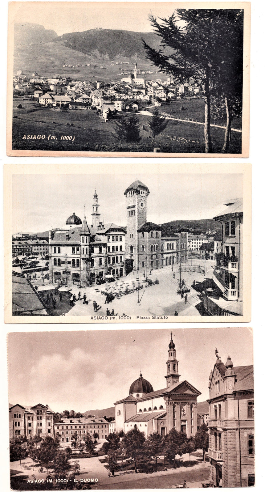 Cartolina Vicenza Asiago il Duomo piazza Statuto panorama | Collezionissimo