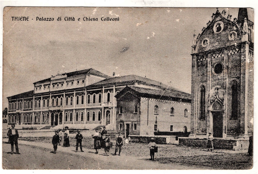 Cartolina Vicenza Thiene palazzo di città e chiesa Colleoni | Collezionissimo