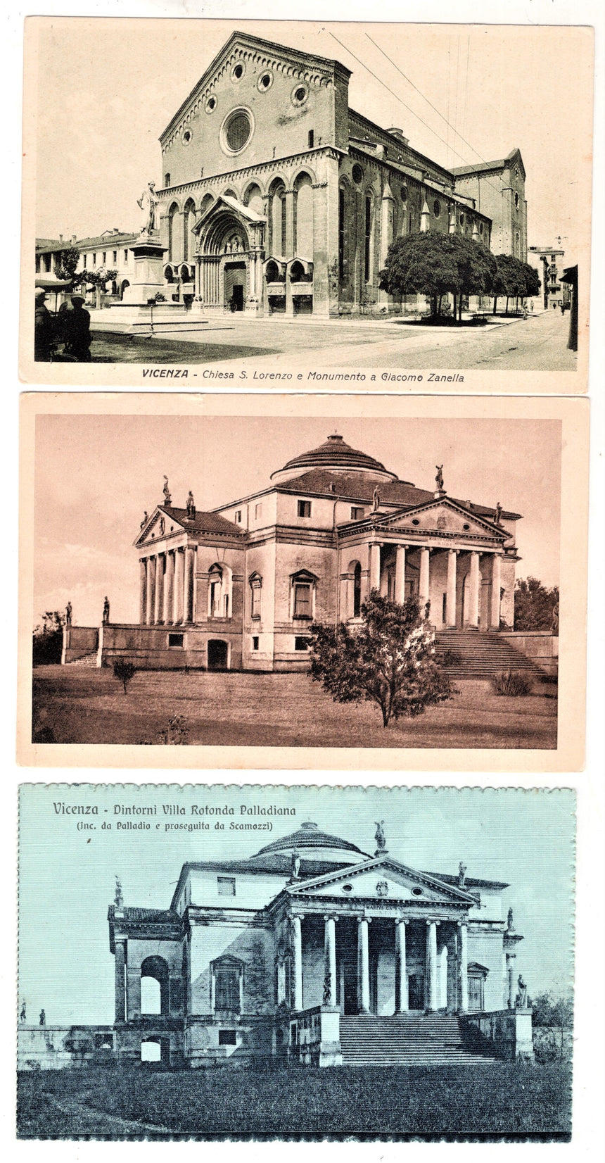 Cartolina Vicenza Rotonda Palladiana e villa chiesa San Lorenzo | Collezionissimo