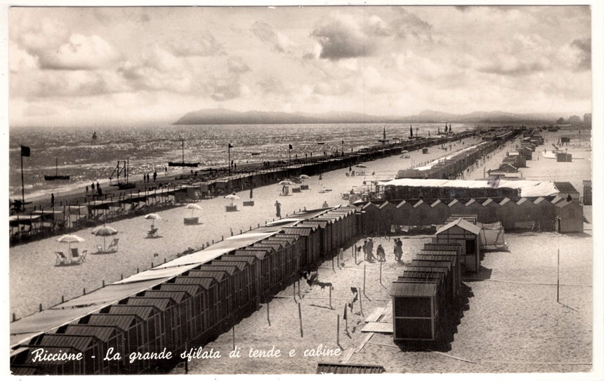 Cartolina Forli Riccione la grande sfilata di tende e gabine | Collezionissimo