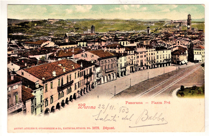 Cartolina Verona panorama Piazza Brà x Trento | Collezionissimo