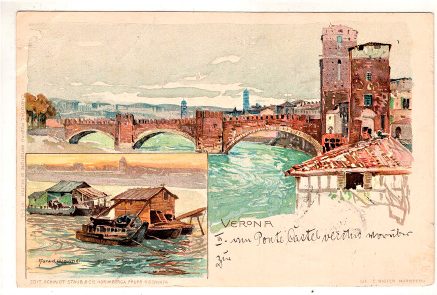 Cartolina Verona Ponte Castel Vecchio dis Wielandt | Collezionissimo