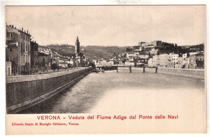 Cartolina Verona Adige dal ponte delle navi | Collezionissimo