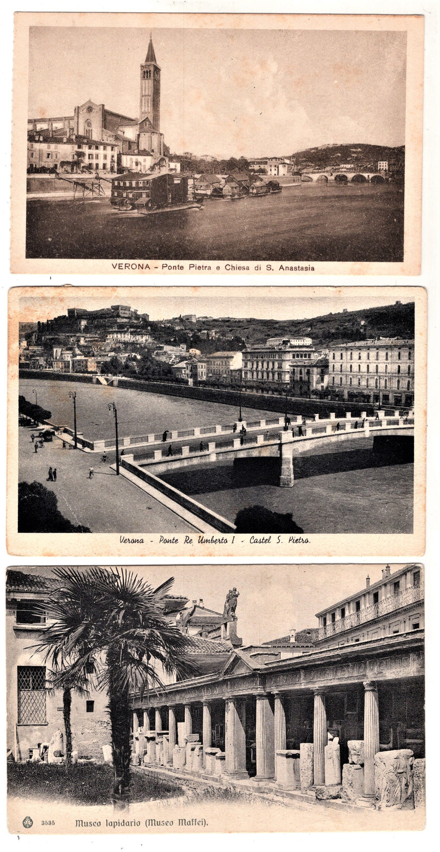 Cartolina Verona ponte Re Umberto Museo e ponte Pietra | Collezionissimo