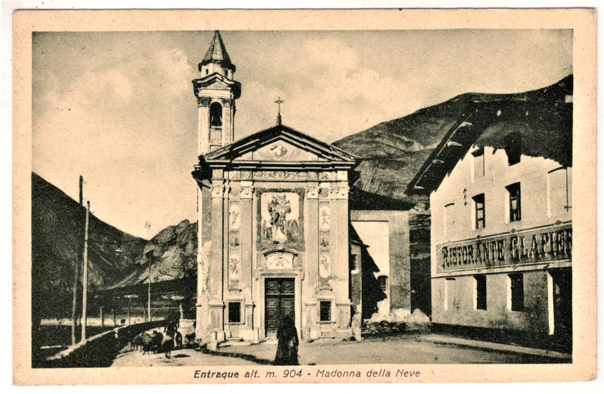 Cartolina Cuneo Entraque Madonna della Neve chiesa e ristorante | Collezionissimo