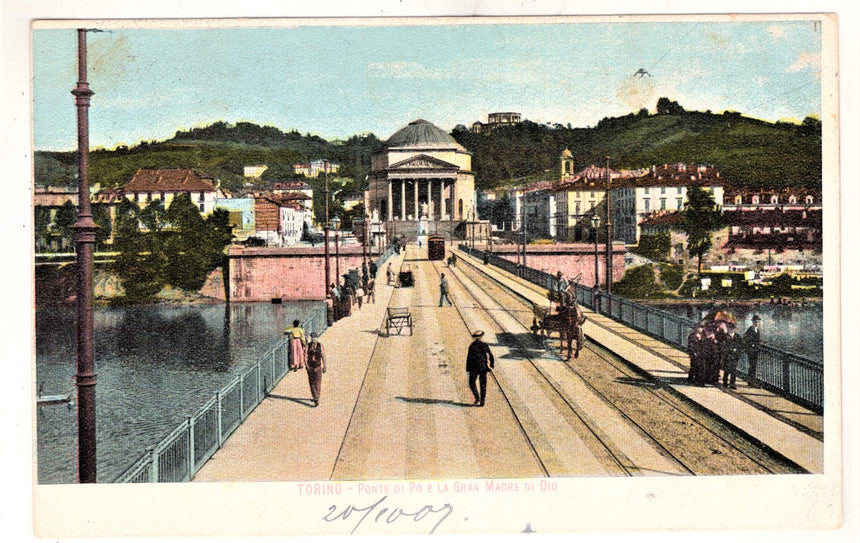 Cartolina Torino Ponte di Po e chiesa Gran Madre di Dio | Collezionissimo