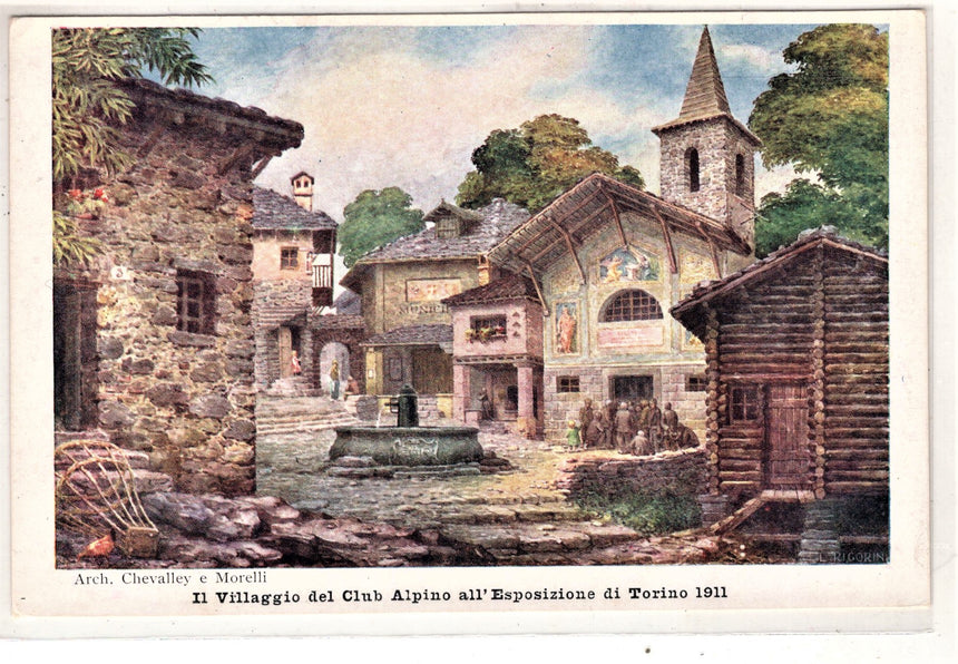 Cartolina Torino Esposizione 1911 villaggio del Club Alpino | Collezionissimo