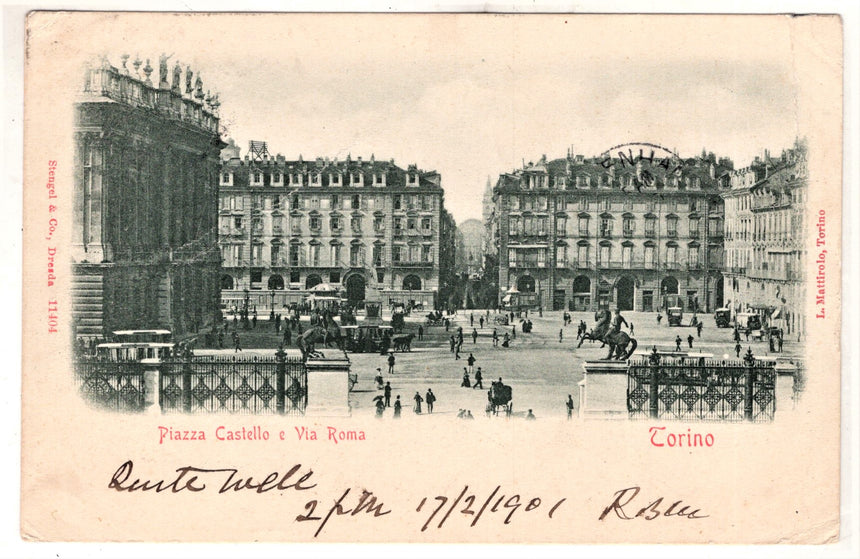 Cartolina Torino piazza Castello e via Roma | Collezionissimo