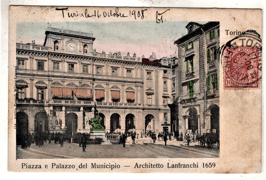 Cartolina Torino Piazza e palazzo del Municipio | Collezionissimo