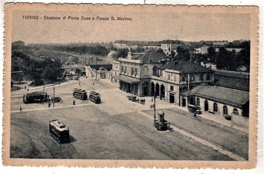 Cartolina Torino Stazione di Porta Nuova e piazza S.Martino | Collezionissimo